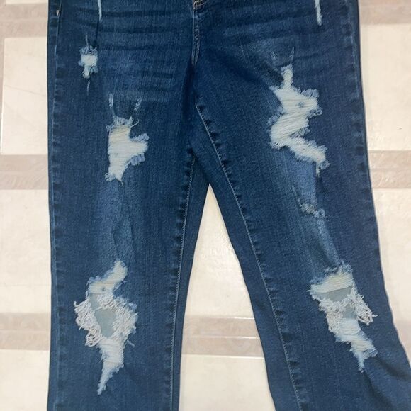 EXCELLENT DISTRESSED CONDITION JUDY BLUE BOYFRIEND FIT HI-RISE JEANS SIZE 7/28 - Picture 6 of 11
